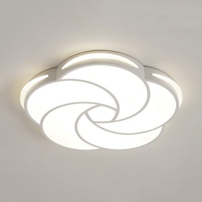 Kids White Finish Flush Mount Light Petal Acrylic Stepless Dimming/Warm/White Ceiling Fixture for Study Room