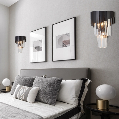 Living Room Bedroom Wall Light Glittering Crystal Contemporary Black Sconce Light