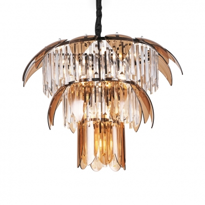Luxurious Gold/Matte Black Chandelier Glittering Clear Crystal Hanging Light for Restaurant Villa
