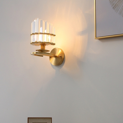 Metal Candle Sconce Light with Clear Crystal Single Light Modern Stylish Wall Lamp in Gold