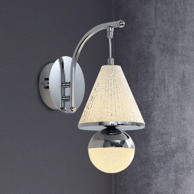 Modern Cone&Orb Wall Light Crystal Metal Hanging Sconce Light in Gold/Silver for Living Room