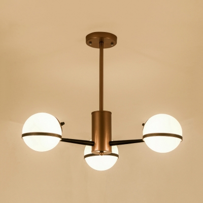 Modern Stylish Globe Chandelier 3/6 Lights Frosted Glass Hanging Light in Brass for Dining Room