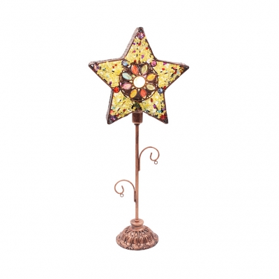 Multi-Color Star Table Light One Light Moroccan Style Metal Table Lamp for Kid Bedroom