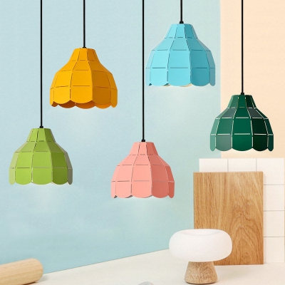 Nordic Style Domed Hanging Pendant Metal Shade 1-Light Suspension in Multi Colors
