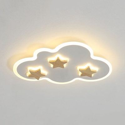 Nordic Style Gray/White Flush Mount Light Star Cloud Acrylic Warm/White LED Ceiling Fixture for Study Room