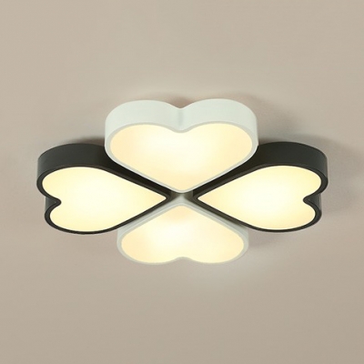 Nursing Room Heart Petal Ceiling Lamp Acrylic 4 Heads Stepless Dimming/White Lighting Macaron Flush Mount Light