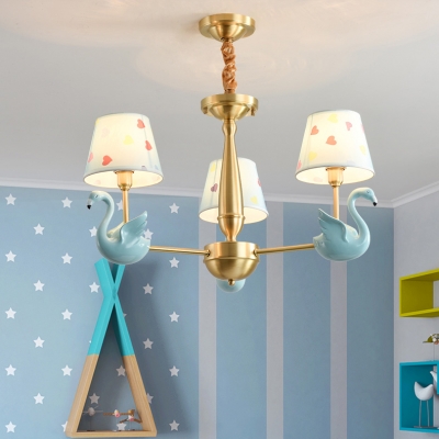 Resin Swan Pendant Light 3/5 Lights Modern Style Ceiling Pendant in Blue/Pink for Child Bedroom