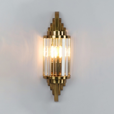Traditional Candle Wall Light Metal & Striking Crystal Wall Lamp in Gold for Corridor Stair
