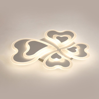 4 Head Loving Heart Ceiling Mount Light Modern Acrylic LED Ceiling Fixture in Warm/White for Corridor