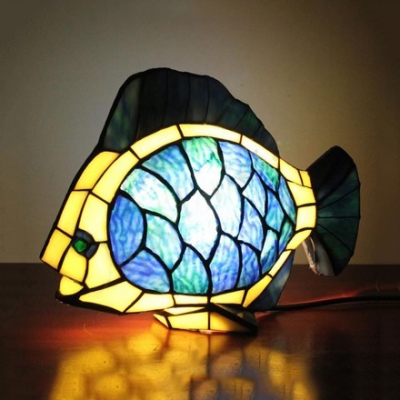 Bird/Cock/Fish/Frog Night Light 1 Light Stained Glass Tiffany Table Light for Living Room