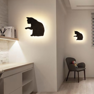 Black Cat LED Sconce Light Modern Stylish Metal Wall Lamp with Warm Lighting for Dining Room