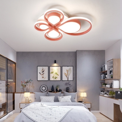 Aluminum Teardrop Petal Ceiling Mount Light Nordic Style Warm/White LED Flush Light in Blue/Pink for Living Room