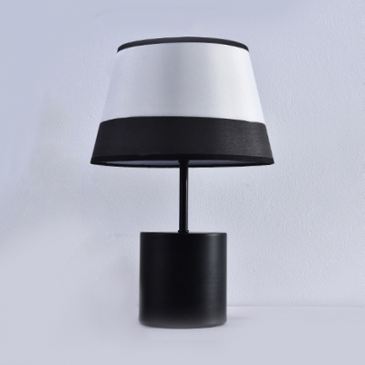Black/Blue Tapered Shade Table Lamp Nordic Style Fabric 1-Head Night Light for Bedroom