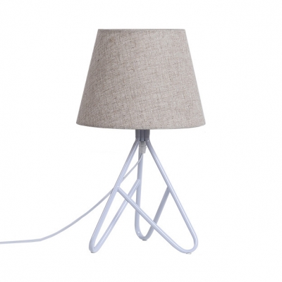 Black/White Finish Tapered Shade Desk Lamp Modern Simple Fabric 1 Light Table Lamp for Bedside