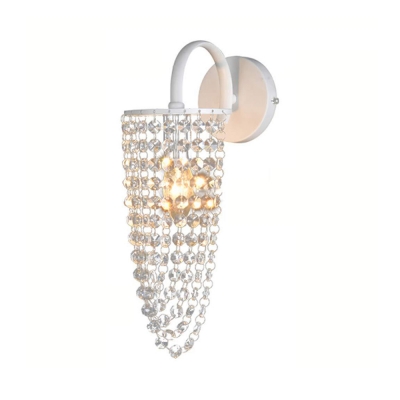 

Candle Cafe Restaurant Sconce Light Metal Single Light Luxurious Wall Light with Crystal Bead in White, HL538109