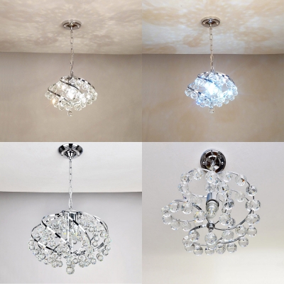 Chrome Swirl Pendant Light with Glittering Crystal 1 Light Luxurious Style Metal Chandelier for Foyer