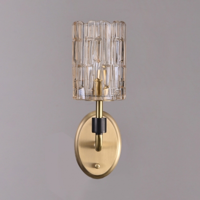 Corridor Porch Candle Wall Sconce with Cylinder Crystal Metal 1/2 Lights Modern Gold Wall Light