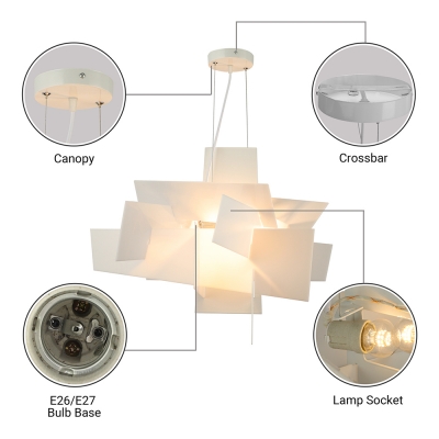 Deisgner Lighting White Acrylic Novel Chandelier Pendant Light