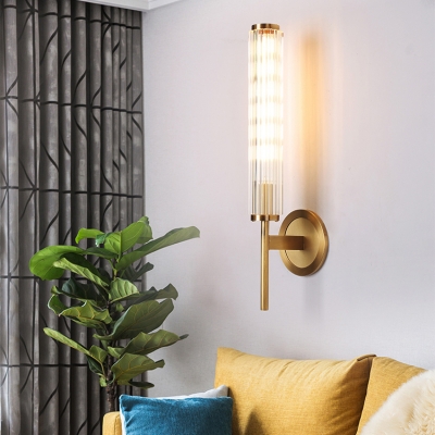 Glimmering Crystal Tube Wall Light Modern Stylish Sconce Light in Gold for Hotel Bedside