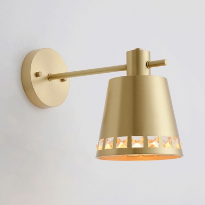 Gold Bucket Shade Wall Light with Crystal 1 Light Modern Stylish Metal Sconce Light for Kitchen