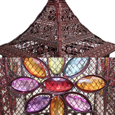 Metal Gazebo Table Lamp with Multi-Color Blossom Single Light Moroccan Turkish Night Light for Restaurant