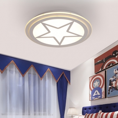 Modern Slim Star Flush Mount Light Acrylic Stepless Dimming/Warm/White Ceiling Lamp in White for Bedroom