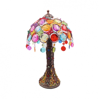 Moroccan Umbrella Desk Light Single Light Acrylic Table Light with Multi-Color Crystal for Bedroom