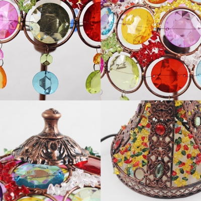 Moroccan Umbrella Desk Light Single Light Acrylic Table Light with Multi-Color Crystal for Bedroom