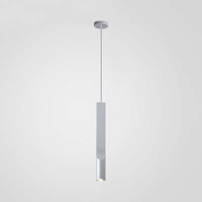Nordic Stylish Tube Hanging Lamp Aluminum 1 Light Black/Gray/Pink/White Pendant Light for Study Room