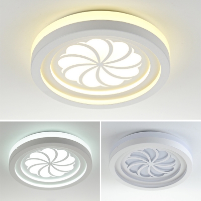 Slim Panel Flush Mount Light Modern Simple Acrylic Third Gear Color-Changing Ceiling Fixture for Bedroom