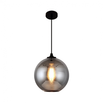 Smoke Mirror Glass Mini Hanging Light Contemporary 1 Bulb Suspension Lamp for Bar Cafe Restaurant