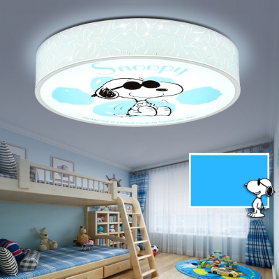 Blue/Pink Doggy Ceiling Mount Light Animal Metal LED Ceiling Lamp in Warm/White for Child Bedroom