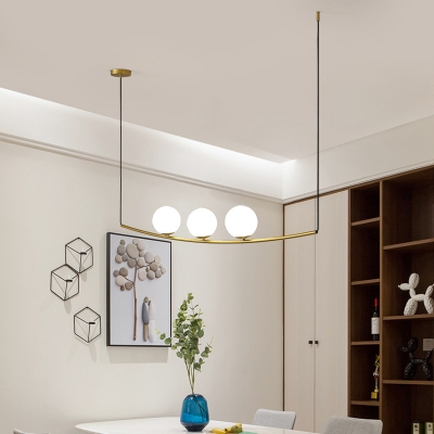 Modern Style Black/Gold Pendant Light Globe 2/3 Lights Metal Island Chandelier for Kitchen