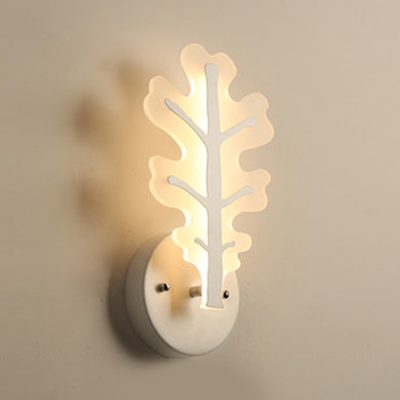 Nordic Style Antlers Sconce Light Acrylic White LED Wall Lamp in Warm/White for Kid Bedroom