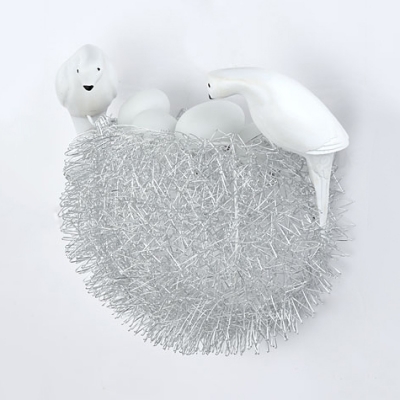 Iron Nest LED Wall Light with Bird & Egg Lovely Sconce Light in Warm/White for Child Bedroom