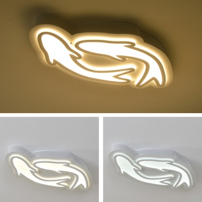 Carp Child Bedroom LED Ceiling Mount Light Acrylic 1/2 Heads Creative Flushmount Light in Warm/White