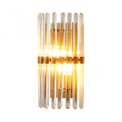 Contemporary Gold Wall Light Liner Clear Crystal 2 Lights Sconce Light for Stair Bedroom
