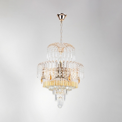 Fireworks Shaped Ceiling Pendant Royal Style Metal & Glamorous Crystal Chandelier in Gold for Restaurant