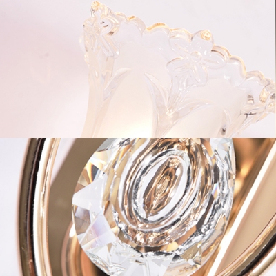 Dining Room Blossom Wall Light Clear Crystal & Metal 1/2 Bulbs Luxurious Style Gold Sconce Light