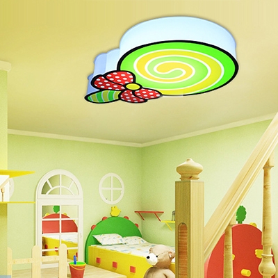 Lovely Bow Lollipop Flush Ceiling Light Acrylic Ceiling Lamp in Green/Pink for Boys Girls Bedroom