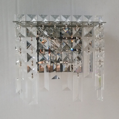 Luxurious Chrome Wall Sconce Light Rectangle Clear Crystal Sconce Lamp for Living Room Restaurant