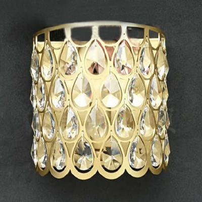 Luxurious Style Teardrop Crystal Wall Light Metal Sconce Light in Gold/Silver for Corridor Bedroom