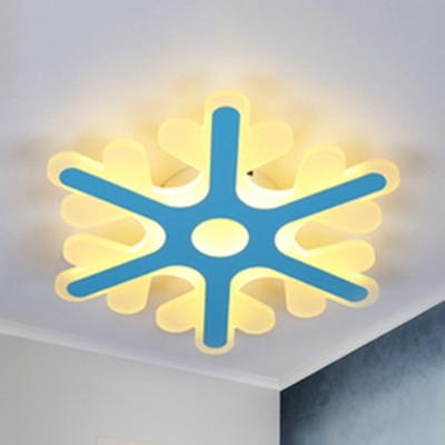 Macron Loft Snowflake Ceiling Mount Light Acrylic LED Flush Light in Blue/Pink for Nursing Room