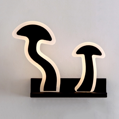 Nordic Simple Mushroom Shaped Wall Light Acrylic Shade LED Wall Sconce Light in Black/White