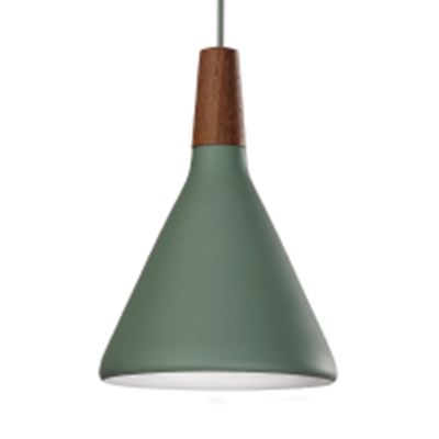 Nordic Style Conical Pendant Light One Bulb Metal Ceiling Light in Blue/Green/Pink/Yellow for Restaurant