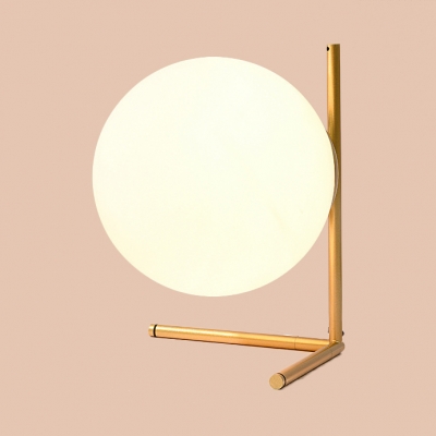 Post Modern Sphere Shade Desk Lamp for Bedside White Glass 1 Light Table Lamp in Black/Gold