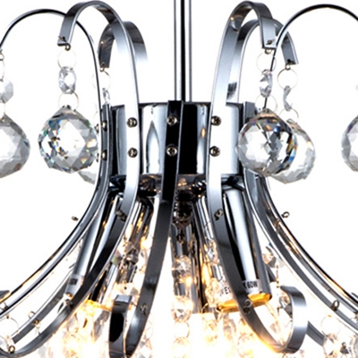 Clear Crystal Ball Hanging Light 3 Bulbs Traditional Style Chandelier in Chrome for Living Room