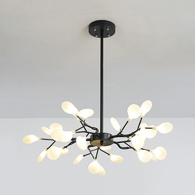 Metal Twig Pendant Light 30/45/54 Heads Contemporary Chandelier in Black Finish for Dining Room