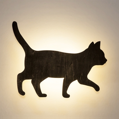 Black Cat LED Sconce Light Modern Stylish Metal Wall Lamp with Warm Lighting for Dining Room