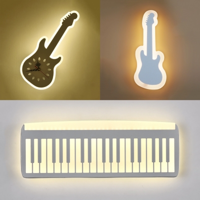 Lovely White LED Sconce Light Guitar/Piano Acrylic Sconce Light for Living Room Dining Room